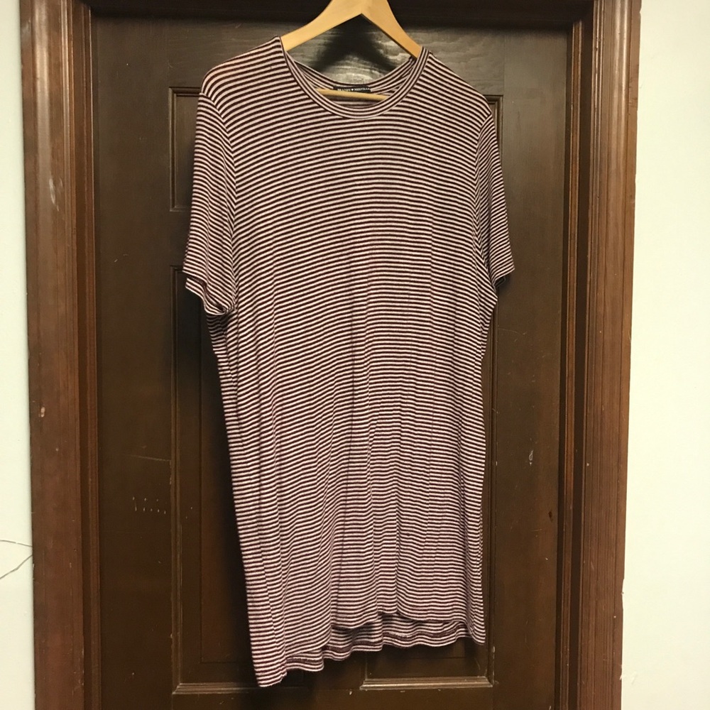 Maroon and white stripped shirt